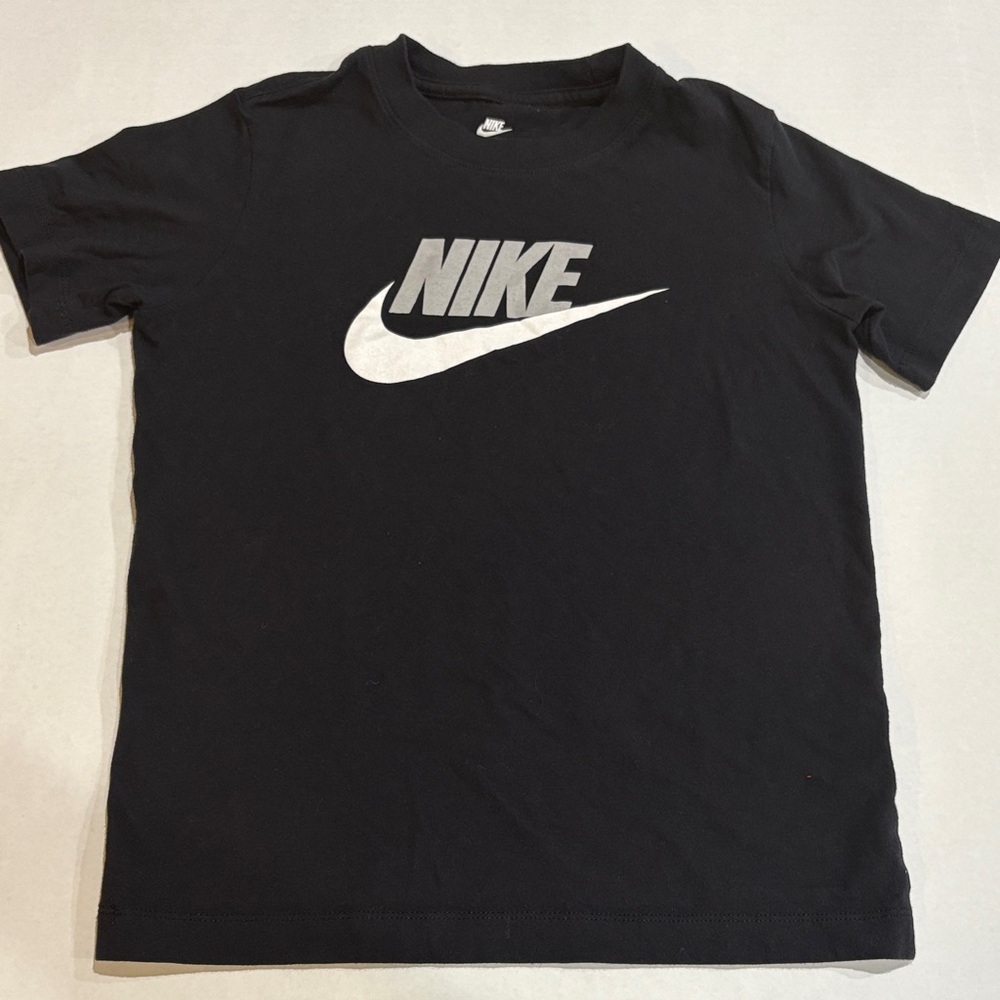 Nike Kids Black cotton Tee with White Swoosh -Medium (8-10) Excellent Condition